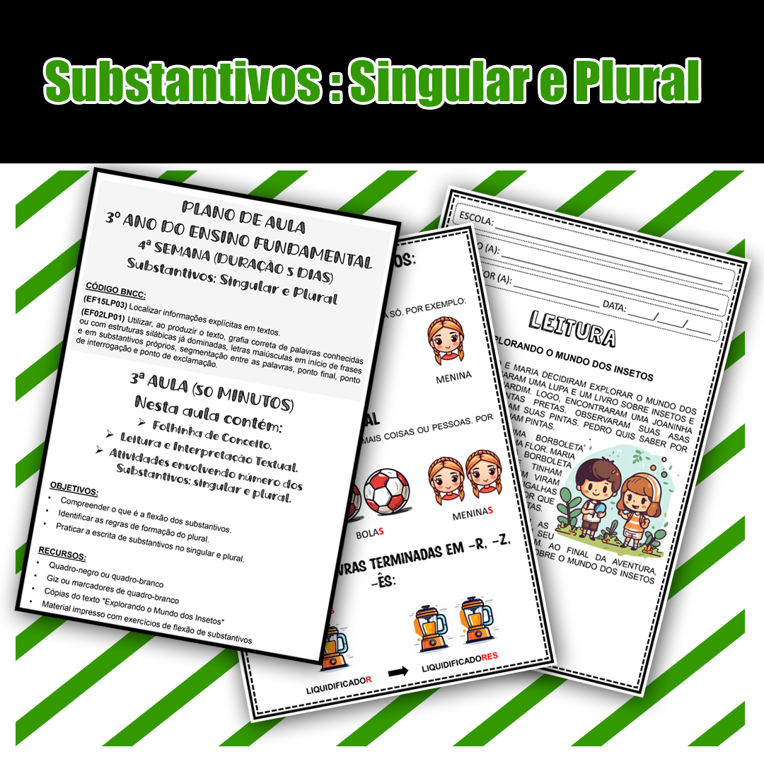 Ano Substantivos Singular E Plural Alfabetizando A