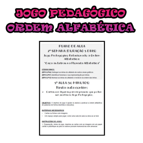 3º ano Fundamental - Jogo Pedagógico Relacionado à Ordem Alfabética: “Caça às Letras na Floresta Alfabética