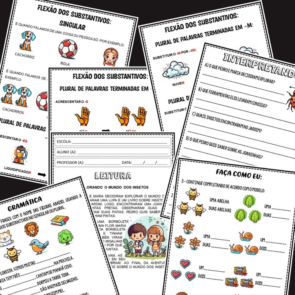3º ano Fundamental – SUBSTANTIVO SINGULAR E PLURAL – Alfabetizando1A1